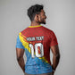 Custom DR Congo Leopards Football T shirt Abstract Leopard Pattern With National Colors And Crest