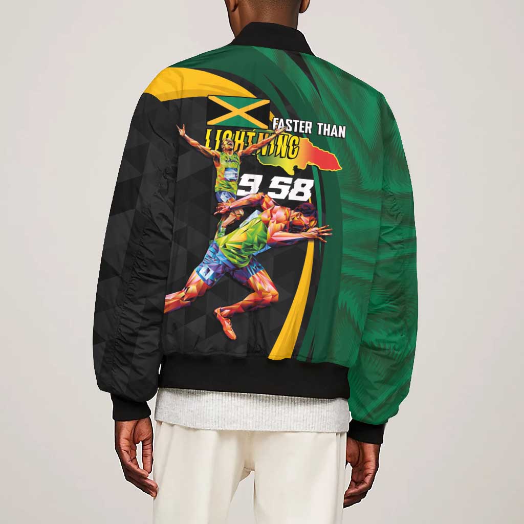 Proud of Jamaican Bomber Jacket Faster Than Lightning-9.58 Seconds - African Pride