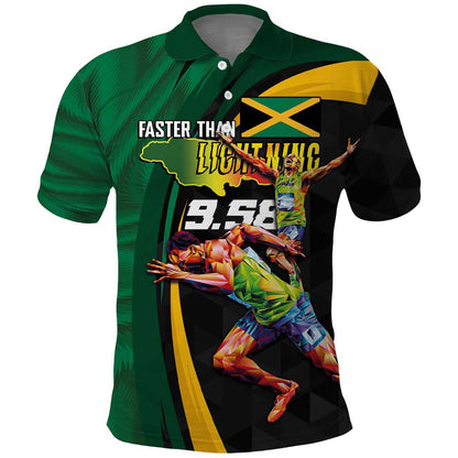 Proud of Jamaican Polo Shirt Faster Than Lightning-9.58 Seconds - African Pride