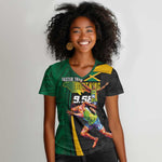 Proud of Jamaican Women V-Neck T-Shirt Faster Than Lightning-9.58 Seconds - African Pride