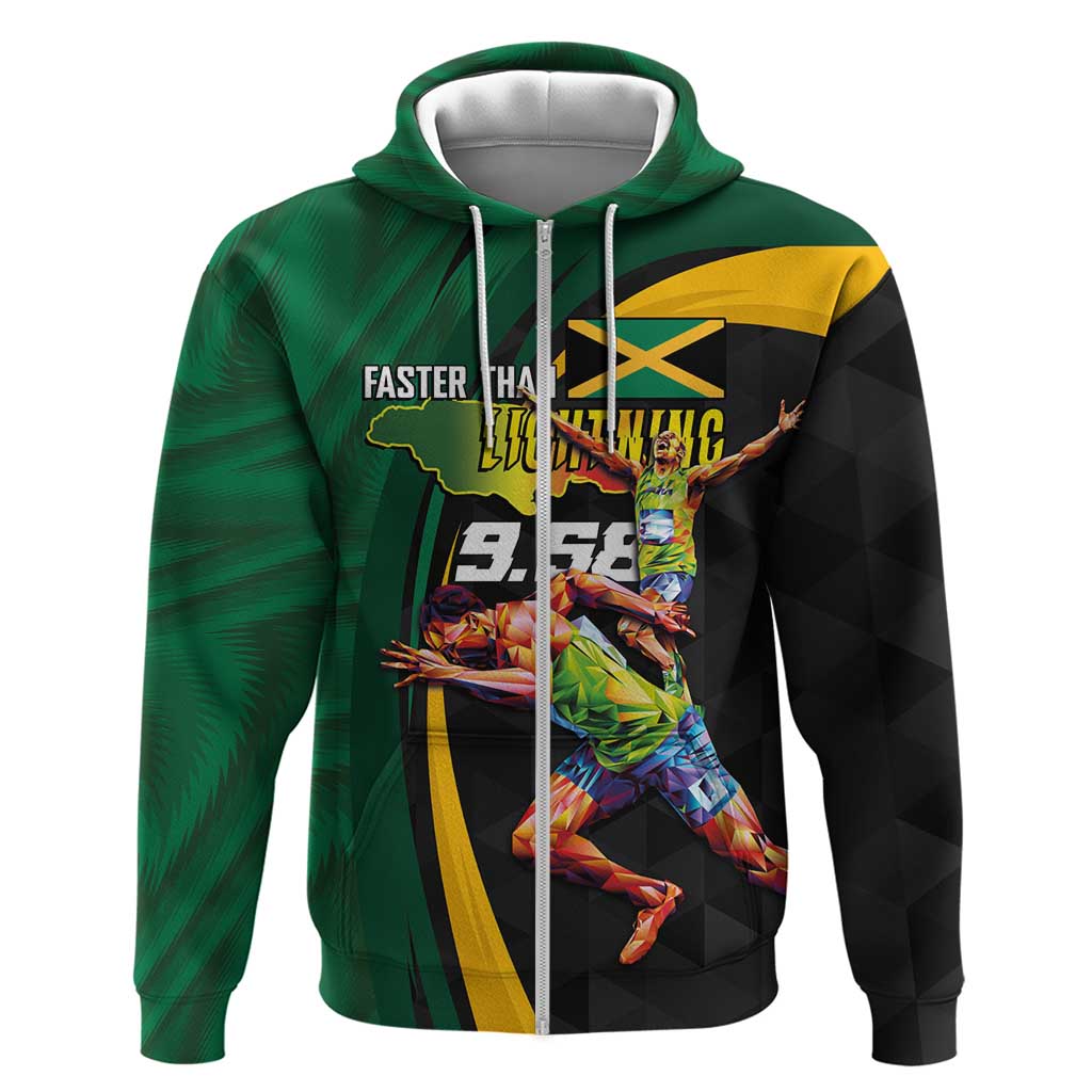 Proud of Jamaican Zip Hoodie Faster Than Lightning-9.58 Seconds - African Pride