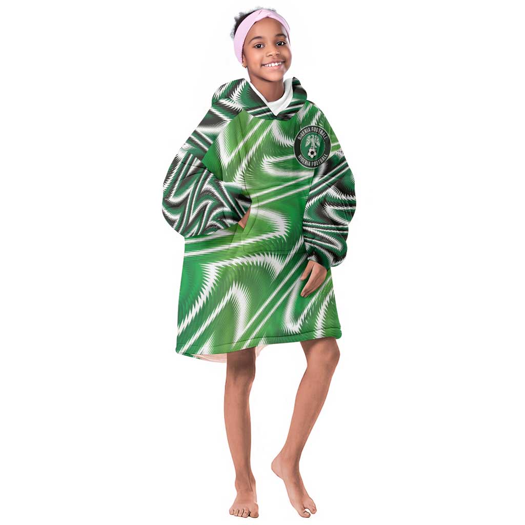 Custom Nigeria Football Kid Wearable Blanket Hoodie Sporty Super Eagles