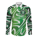 Custom Nigeria Football Long Sleeve Button Shirt Sporty Super Eagles