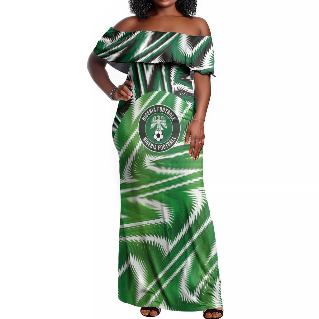 Custom Nigeria Football Off Shoulder Maxi Dress Sporty Super Eagles