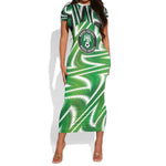 Custom Nigeria Football Short Sleeve Bodycon Dress Sporty Super Eagles LT03