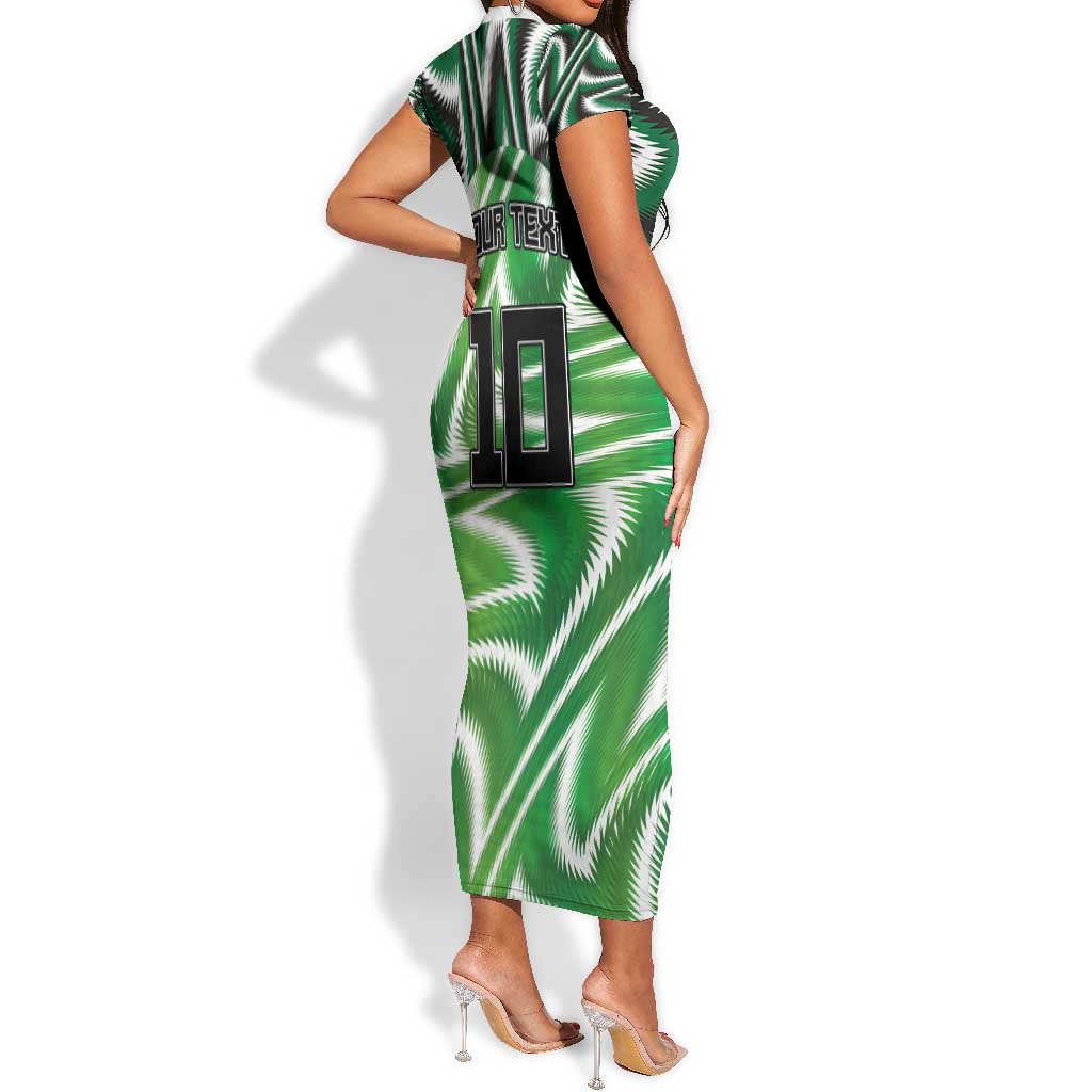 Custom Nigeria Football Short Sleeve Bodycon Dress Sporty Super Eagles LT03