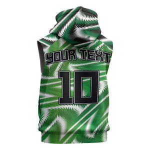 Custom Nigeria Football Sleeveless Zip Hoodie Sporty Super Eagles - African Pride