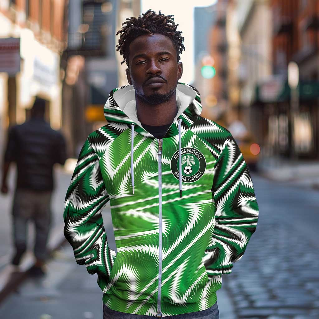 Custom Nigeria Football Zip Hoodie Sporty Super Eagles