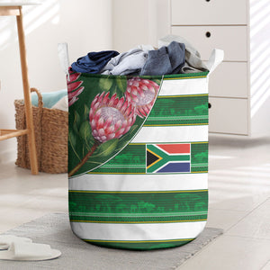 South Africa Football Laundry Basket King Protea with African Heritage Stripes Style