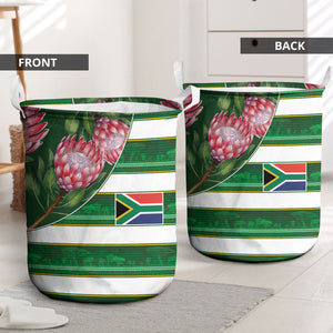 South Africa Football Laundry Basket King Protea with African Heritage Stripes Style
