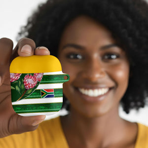 South Africa Football AirPods Case King Protea with African Heritage Stripes Style