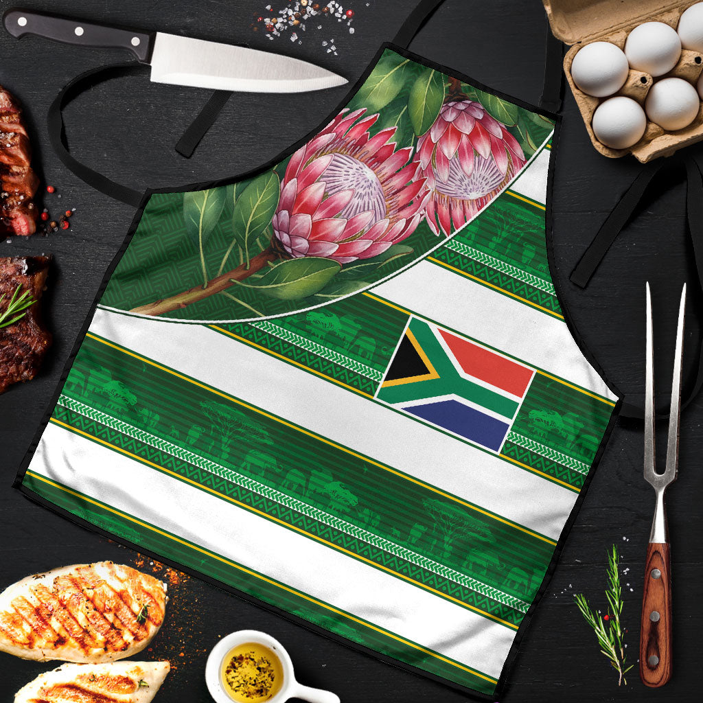 South Africa Football Apron King Protea with African Heritage Stripes Style
