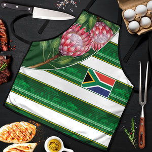 South Africa Football Apron King Protea with African Heritage Stripes Style
