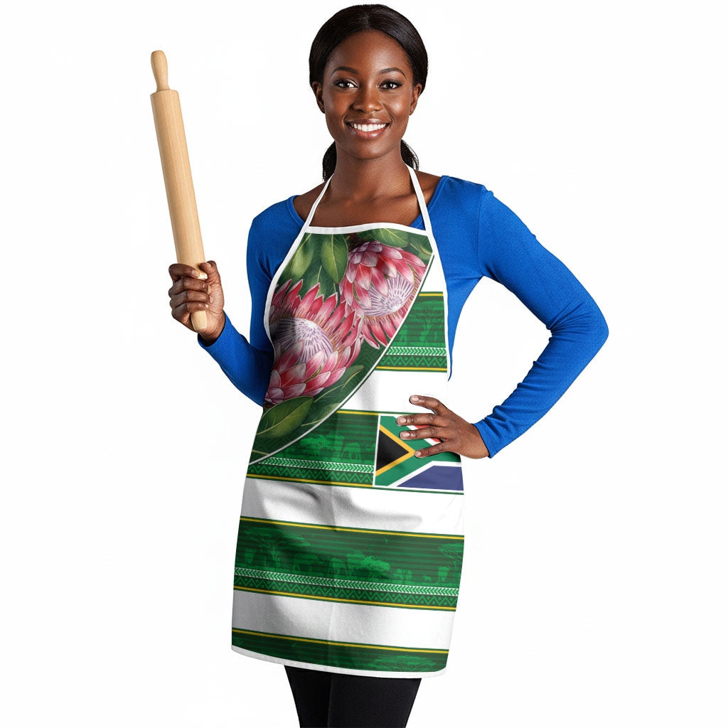 South Africa Football Apron King Protea with African Heritage Stripes Style