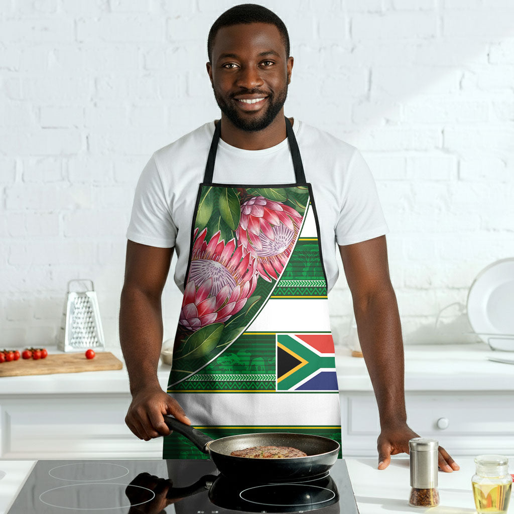 South Africa Football Apron King Protea with African Heritage Stripes Style