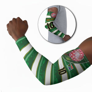 Custom South Africa Football Arm Sleeves King Protea with African Heritage Stripes Style