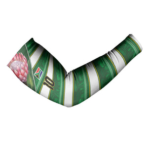 Custom South Africa Football Arm Sleeves King Protea with African Heritage Stripes Style