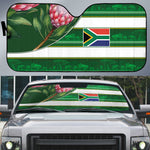 South Africa Football Auto Sun Shade King Protea with African Heritage Stripes Style