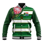 Custom South Africa Football Baseball Jacket King Protea with African Heritage Stripes Style