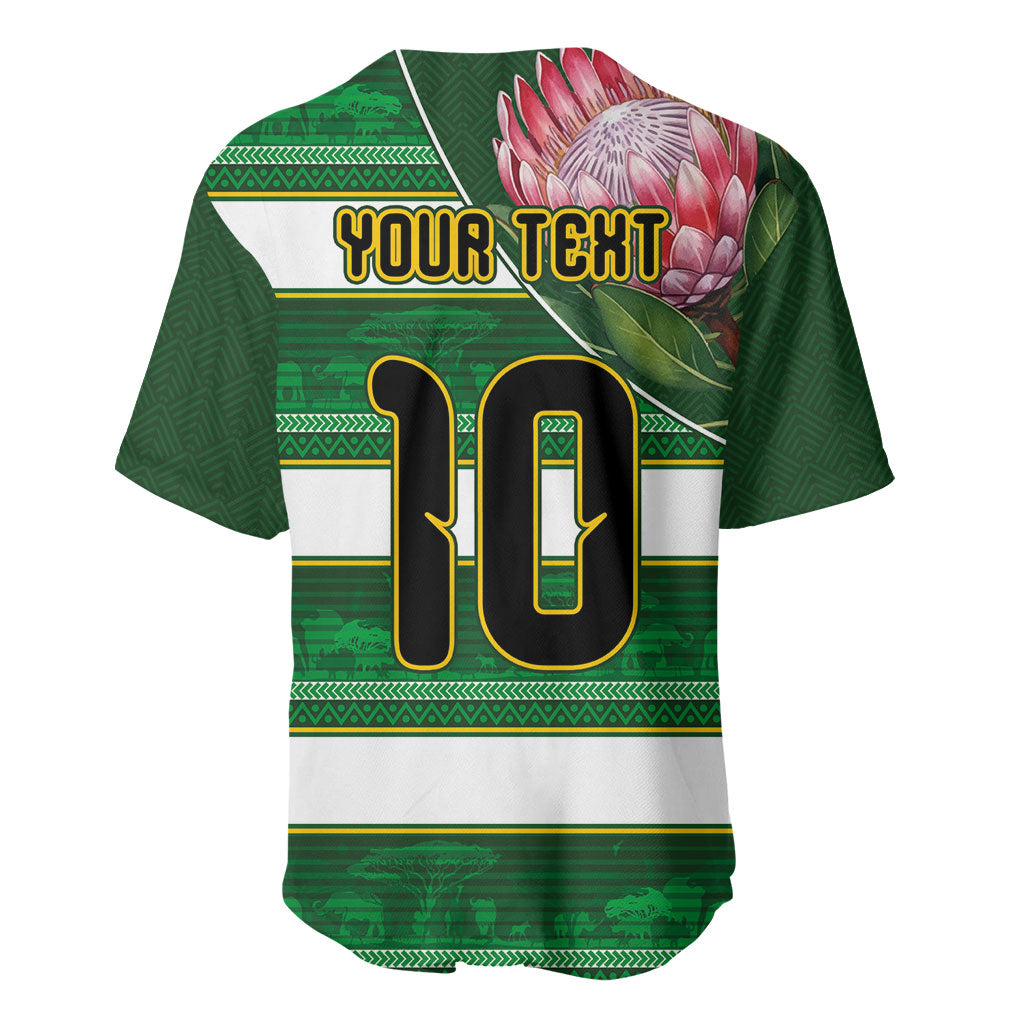 Custom South Africa Football Baseball Jersey King Protea with African Heritage Stripes Style
