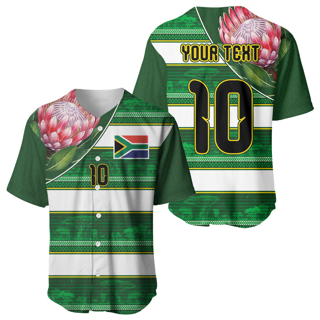Custom South Africa Football Baseball Jersey King Protea with African Heritage Stripes Style