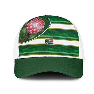 South Africa Football Baseball Net Cap King Protea with African Heritage Stripes Style