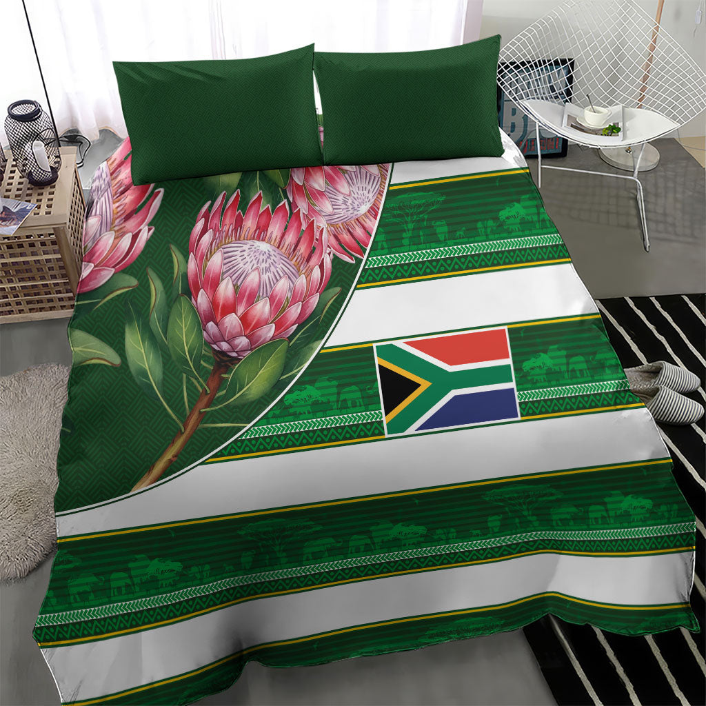 South Africa Football Bedding Set King Protea with African Heritage Stripes Style