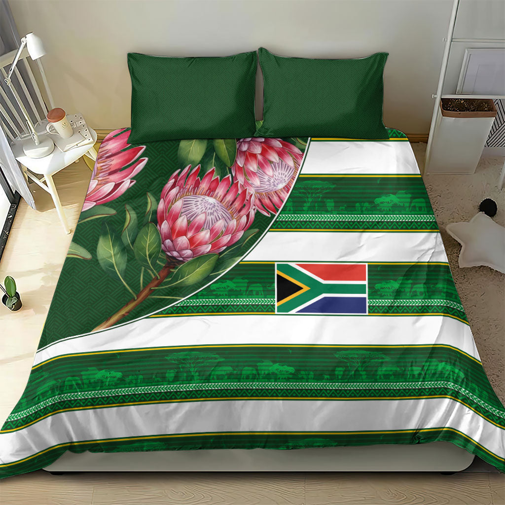 South Africa Football Bedding Set King Protea with African Heritage Stripes Style