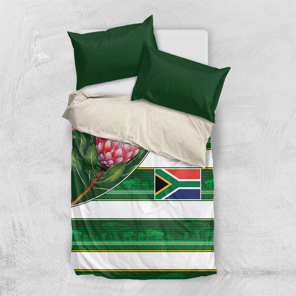 South Africa Football Bedding Set King Protea with African Heritage Stripes Style