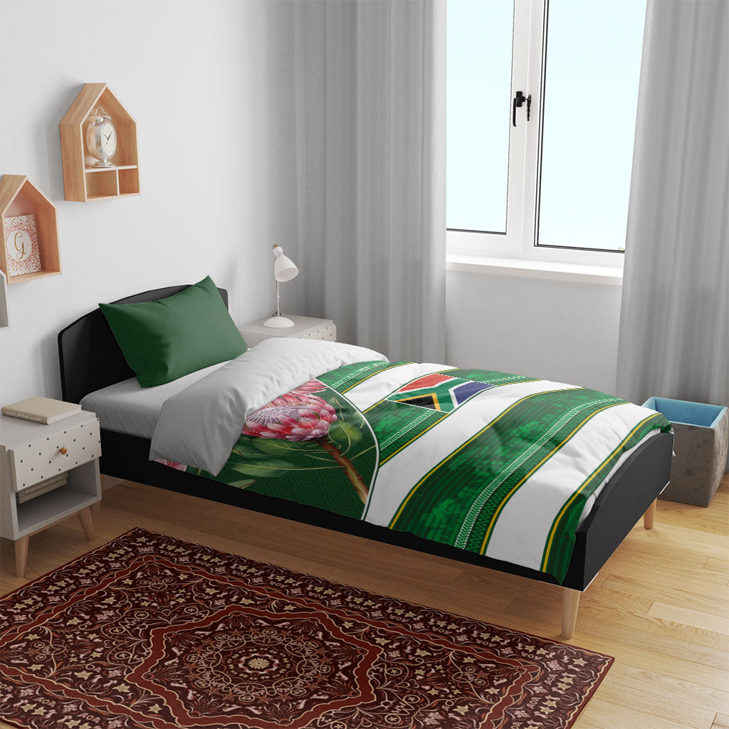South Africa Football Bedding Set King Protea with African Heritage Stripes Style