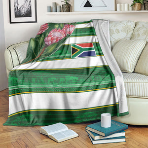 South Africa Football Blanket King Protea with African Heritage Stripes Style