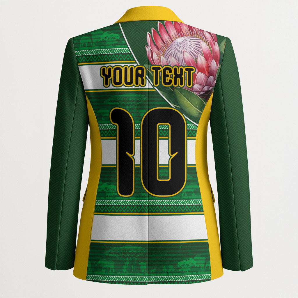 Custom South Africa Football Blazer King Protea with African Heritage Stripes Style