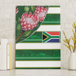 South Africa Football Canvas Wall Art King Protea with African Heritage Stripes Style