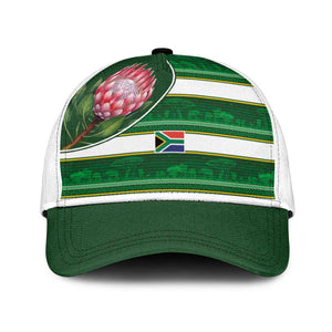 South Africa Football Classic Cap King Protea with African Heritage Stripes Style