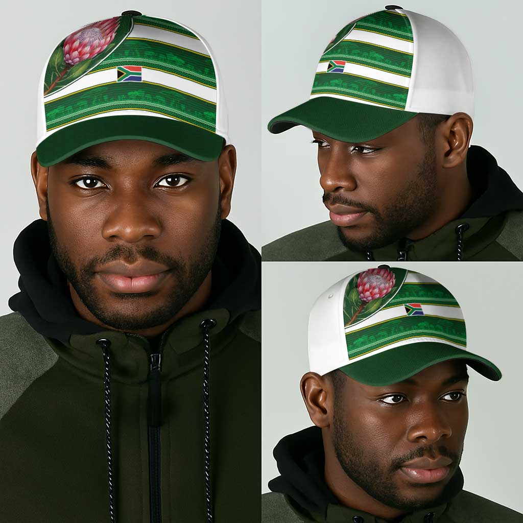 South Africa Football Classic Cap King Protea with African Heritage Stripes Style