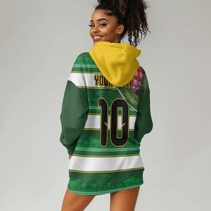 Custom South Africa Football Hoodie Dress King Protea with African Heritage Stripes Style