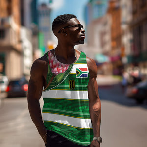 Custom South Africa Football Men Tank Top King Protea with African Heritage Stripes Style