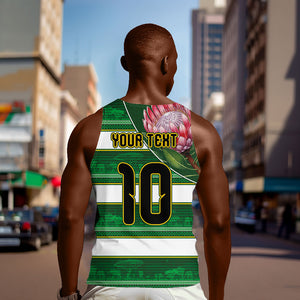 Custom South Africa Football Men Tank Top King Protea with African Heritage Stripes Style