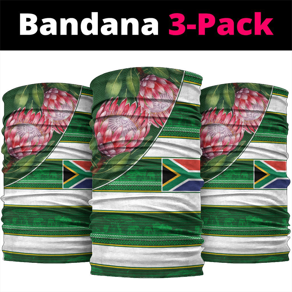 South Africa Football Neck Gaiter King Protea with African Heritage Stripes Style