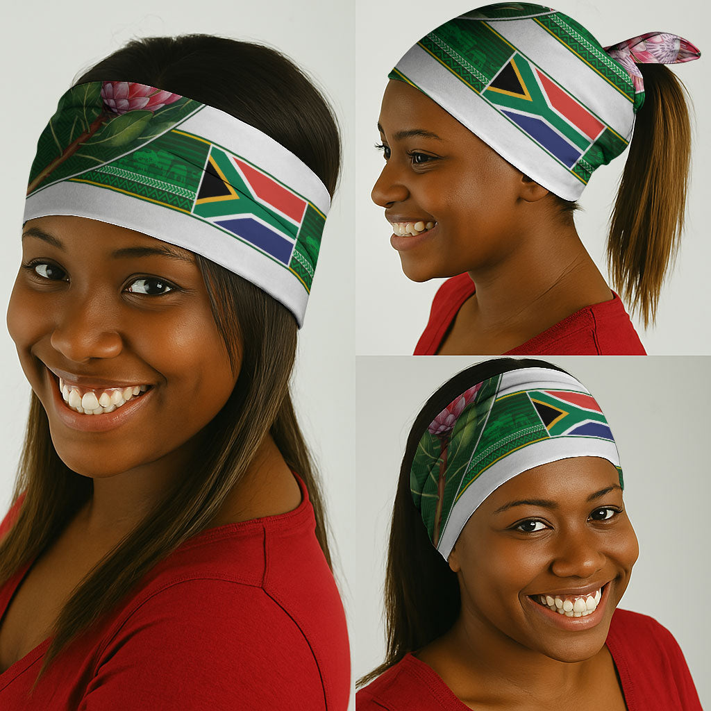 South Africa Football Neck Gaiter King Protea with African Heritage Stripes Style