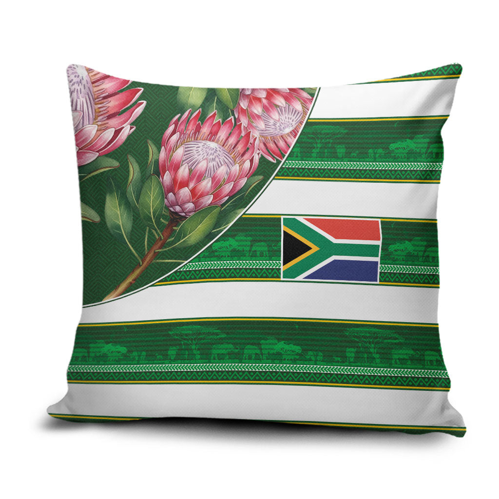 South Africa Football Pillow Cover King Protea with African Heritage Stripes Style