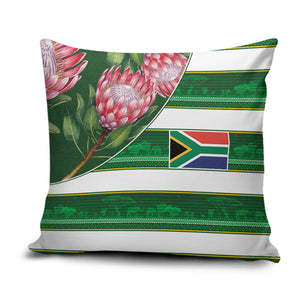 South Africa Football Pillow Cover King Protea with African Heritage Stripes Style