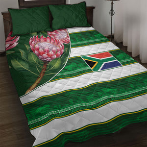 South Africa Football Quilt Bed Set King Protea with African Heritage Stripes Style