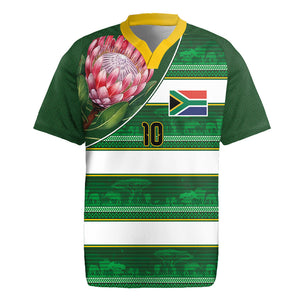 Custom South Africa Football Rugby Jersey King Protea with African Heritage Stripes Style