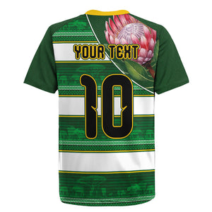 Custom South Africa Football Rugby Jersey King Protea with African Heritage Stripes Style