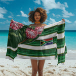 South Africa Football Sarong King Protea with African Heritage Stripes Style