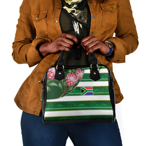 South Africa Football Shoulder Handbag King Protea with African Heritage Stripes Style