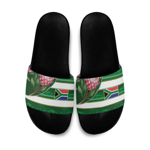 South Africa Football Slide Sandals King Protea with African Heritage Stripes Style