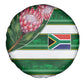 South Africa Football Spare Tire Cover King Protea with African Heritage Stripes Style