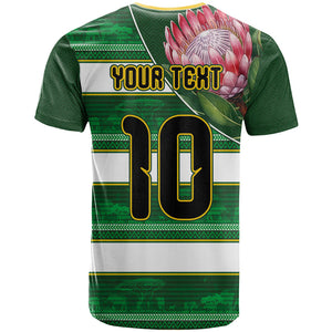 Custom South Africa Football T shirt King Protea with African Heritage Stripes Style